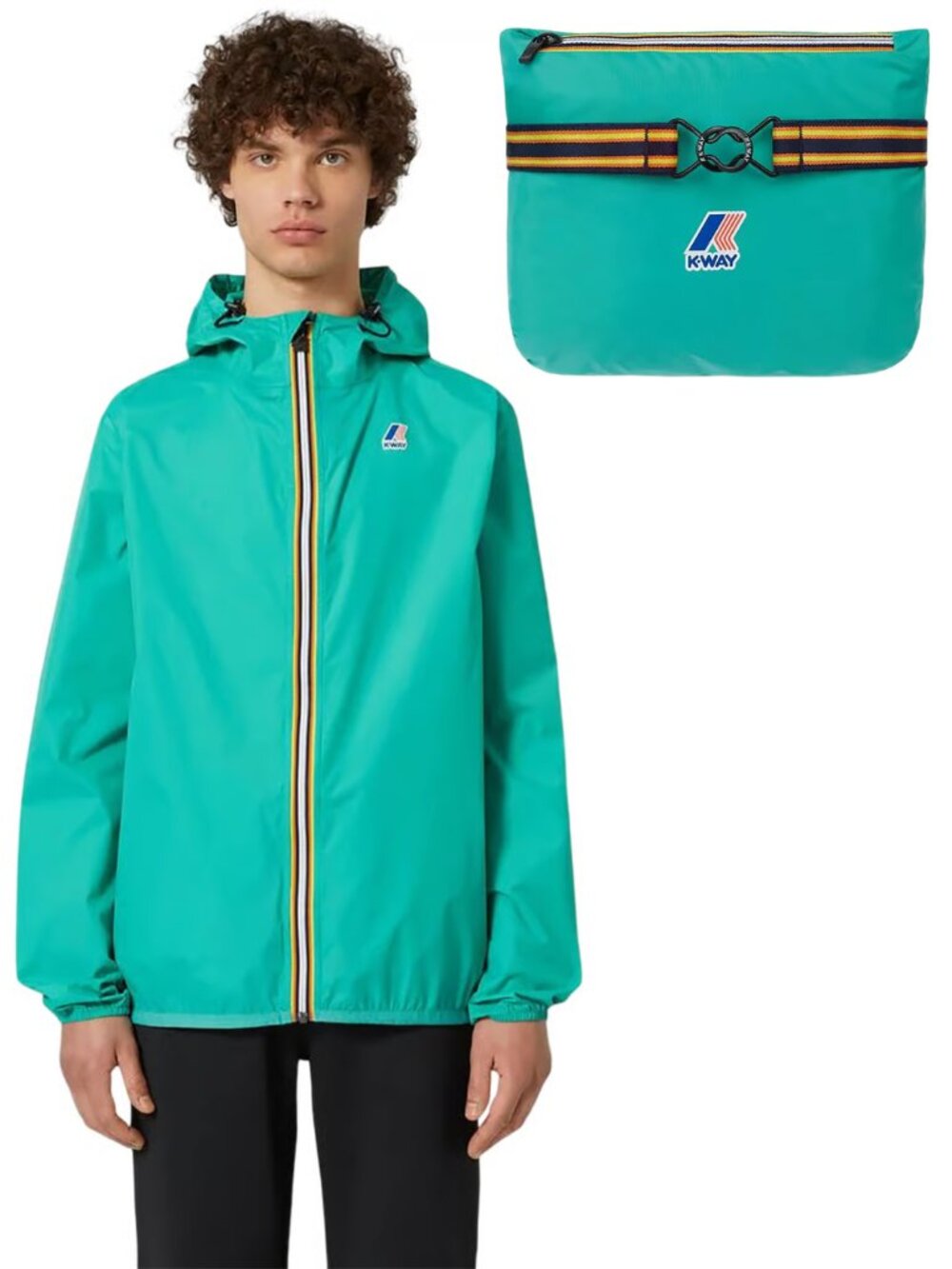 K-WAY Le Vrai Claude Unisex Packable Windbreaker Rain Jacket Sz XL Outdoor Hiker